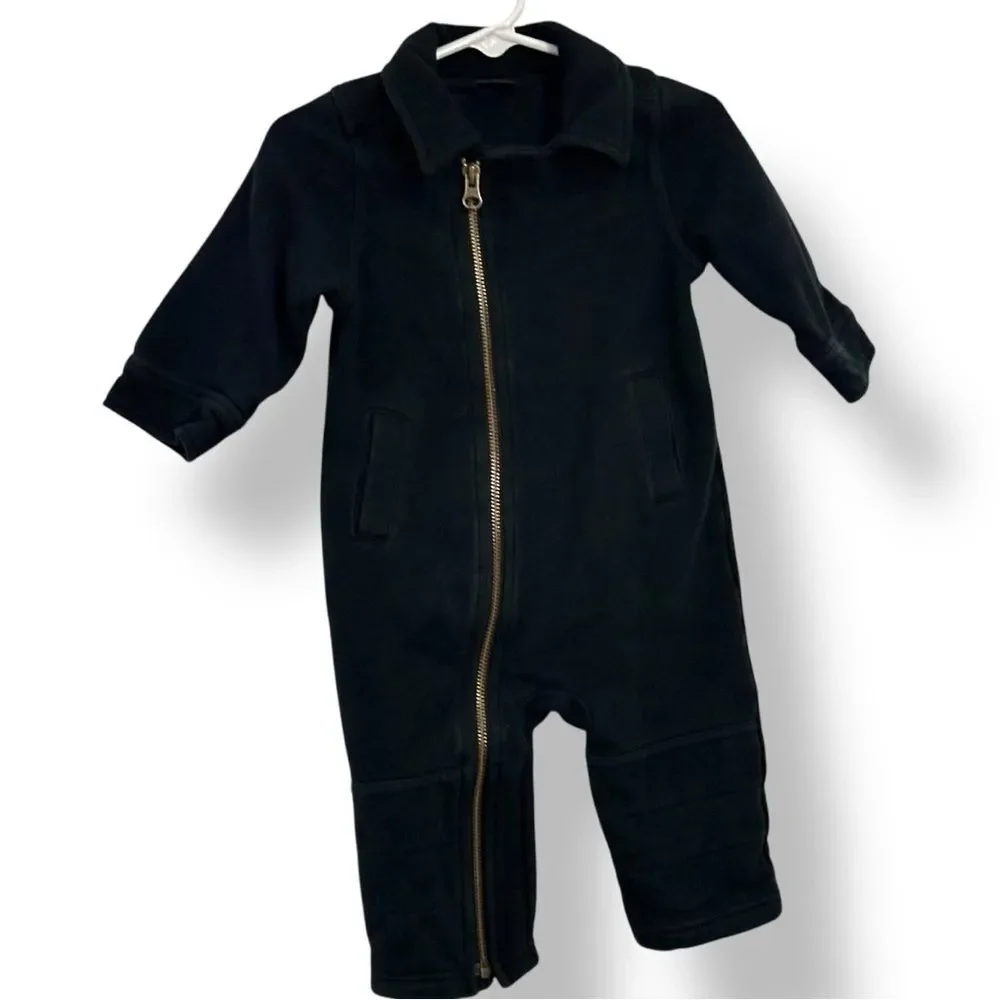 Baby GAP Black One Piece Outfit Infant 6-12 Month Gold Zipper Bougie Moto Romper